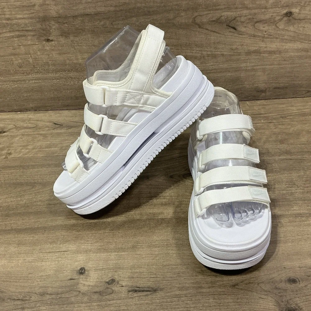 Nike Icon Classic Sandals NA White Platinum-White DH0224-100 Women's Size 9
